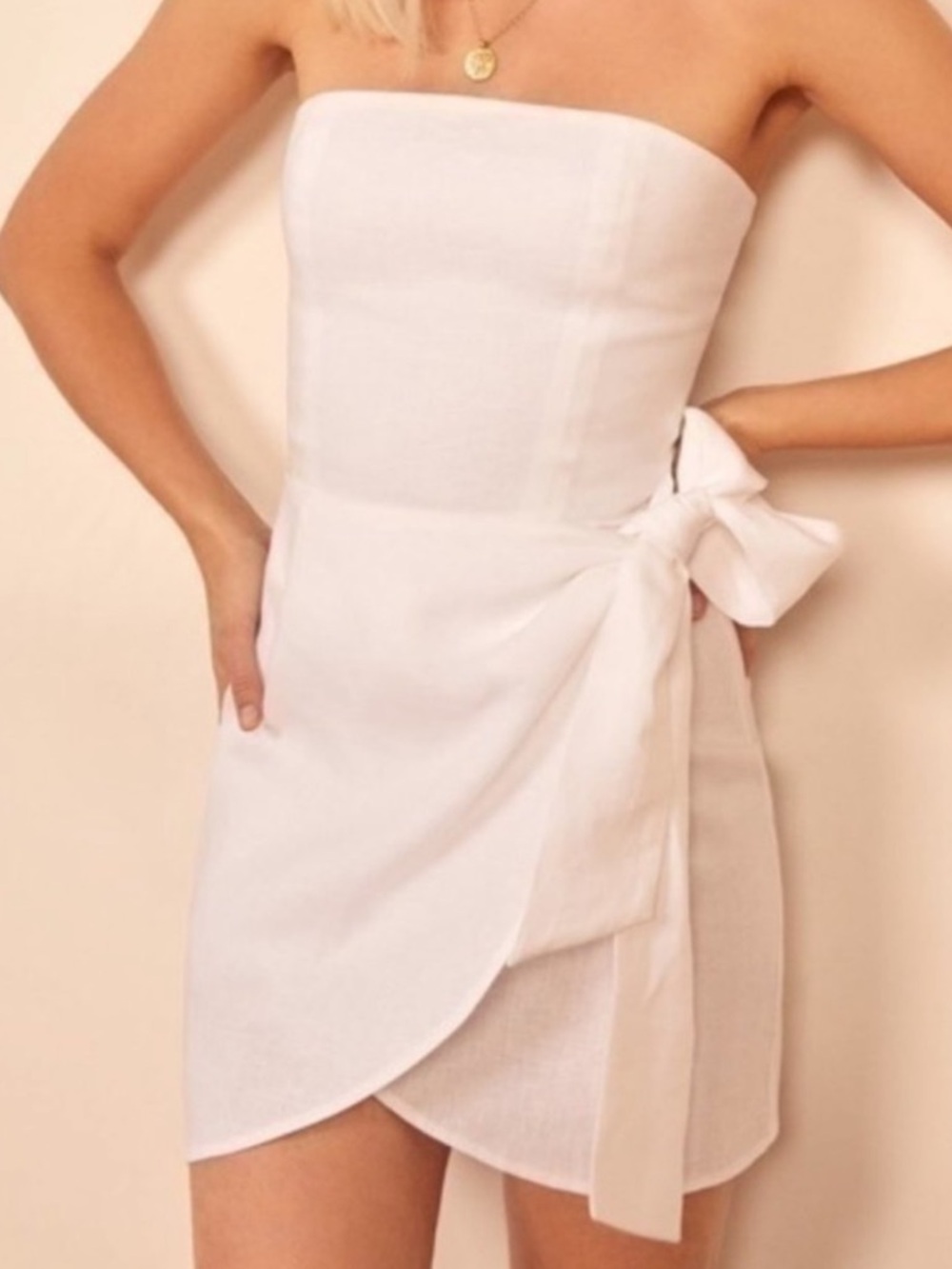 Reformation Womens white turnip strapless 100% linen mini dress 10 NWT